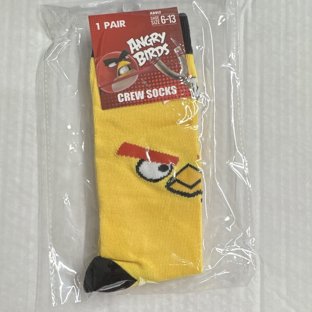 Angry Birds Yellow Crew Socks, Adult Shoe Size 6-13, 1 Pair, Original Movie